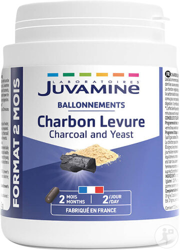 Juvamine Gaz Intestinaux Charbon Levure Format 2 Mois 120 Gélules