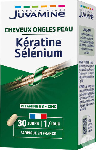 Juvamine Kératine Sélénium Beauté Cheveux Ongles Peau 30 Gélules
