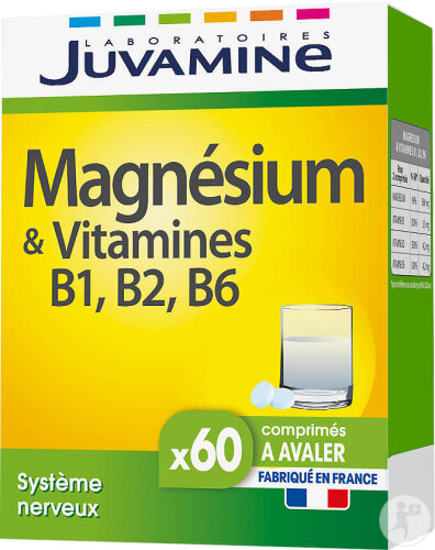 Juvamine Magnesium + Vitamines B1/B2/B6 Système Nerveux 60 Comprimés