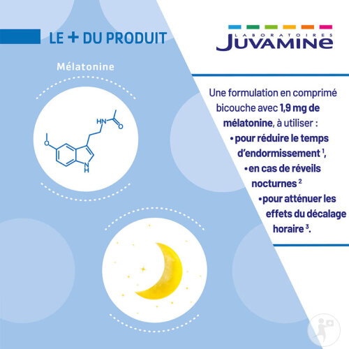 Juvamine Nuit Complète Mélatonine Endormissement 30 Comprimés Bicouches-3