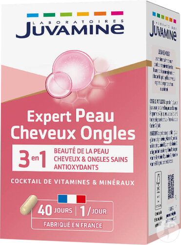 Juvamine Peau Cheveux Ongles Force Et Beauté Cocktail De Vitamines Et Minéraux 40 Gélules