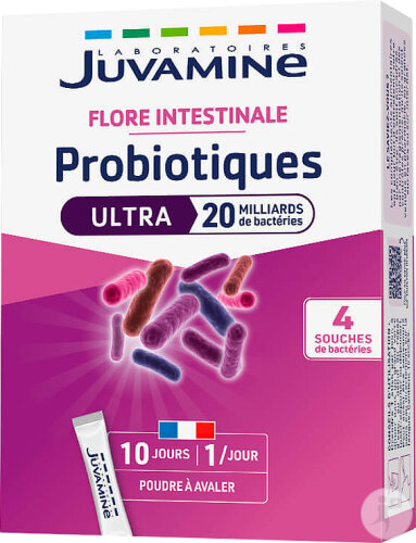Juvamine Probiotiques Ultra Flore Intestinale 10 Sticks Poudre À Avaler