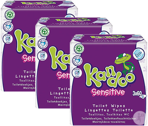 Kandoo Sensitive Lingettes Humides 3x60 Pièces Triopack
