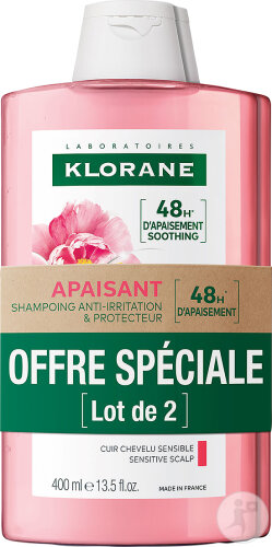 Klorane Apaisant Shampoing Anti-Irritation & Protecteur Pivoine 2x400ml