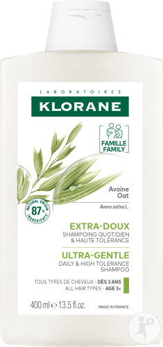 Klorane Avoine Shampoing Extra-Doux Haute Tolérance Tous Types De Cheveux 400ml