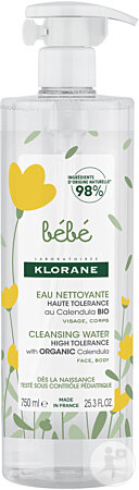 Klorane Bébé Eau Nettoyante Sans Rinçage Au Calendula Bio 750ml
