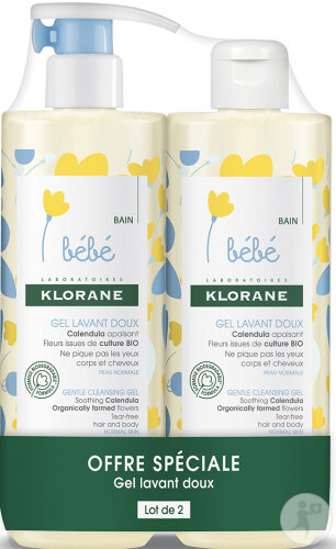 Klorane Bébé Gel Lavant Doux 2x500ml