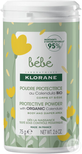 Klorane Bébé Poudre Protectrice Au Calendula Bio Corps Et Siège 75g