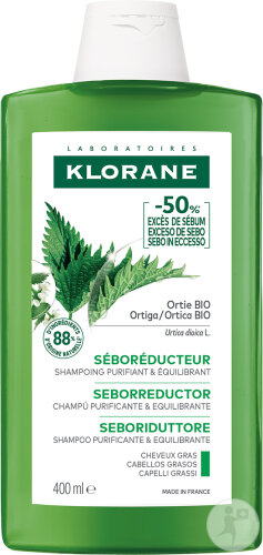 Klorane Ortie Bio Shampoing Séboréducteur Purifiant & Rééquilibrant Cheveux Gras 400ml