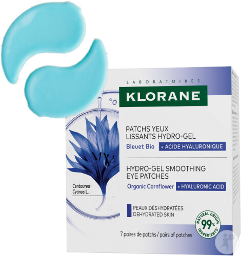 Klorane Patchs Yeux Lissants Hydro-Gel Au Bleuet Bio Et À L'Acide Hyaluronique 14 Pièces