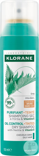 Klorane Ortie & Vitamine E Shampoing Sec Teinté Purifiant Sébo-Réducteur Cheveux Bruns Gras 150ml