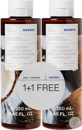 Korres Eau De Noix De Coco Nettoyant Corporel Renouvelant Flacons 2x250ml 1+1 Promo