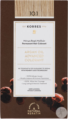 Korres Huile D'Argan Coloration Haute Performance 10.1 Blond Platine Cendré 1 Kit