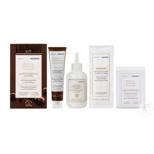 Korres Huile D'Argan Coloration Permanente Aux Extrait Végétaux 6.7 Blond Foncé Marron 1 Kit-2