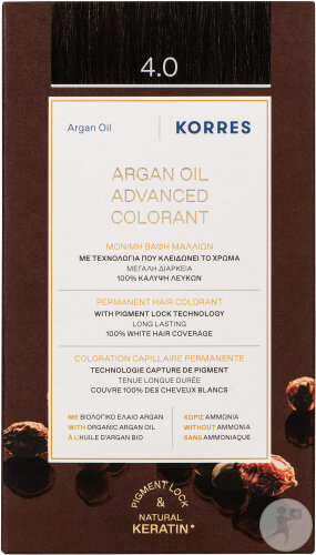 Korres Huile D'Argan Coloration Permanente Haute Performance 4.0 Châtain 1 Kit