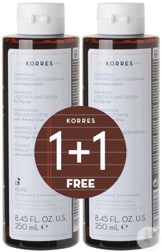 Korres Shampoing Purifiant Reglisse Et Ortie Cheveux Gras 250ml Promo 1 + 1 Gratuit