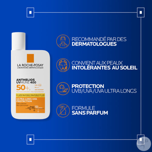 La Roche-Posay Anthelios UVMune 400 Fluide Solaire Invisible IP50+ Visage Sans Parfum 50ml-6