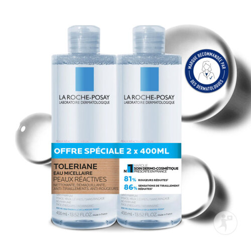 La Roche-Posay Toleriane Eau Micellaire Peaux Réactives 2x400ml-2