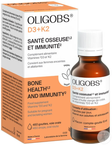 Laboratoire CCD Oligobs D3+K2 Flacon Compte-Gouttes 15ml