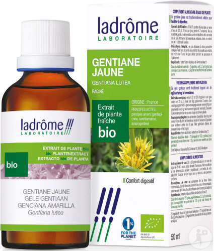 Ladrôme Gentiana Lutea/Gentiane Jaune Grande Extrait De Plante Bio 50ml