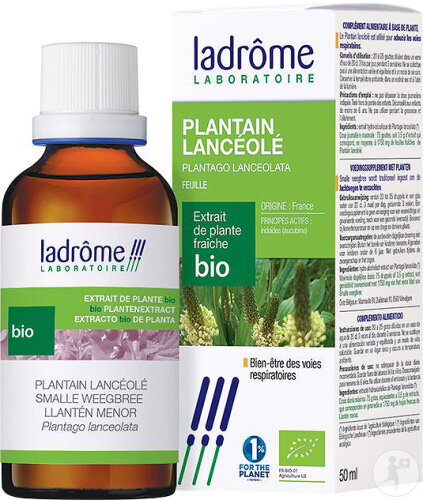 Ladrôme Plantago Lanceolata/Plantain Extrait De Plante Fraîche Bio Flacon 50ml