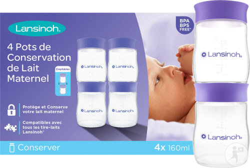 Lansinoh Pots De Conservation Du Lait Maternel Pièces 4x160ml