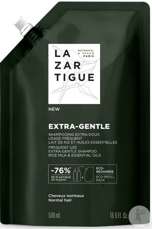 Lazartigue Shampoing Extra-Doux Usage Fréquent Cheveux Normaux Éco-Recharge 500ml