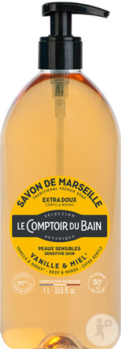 Le Comptoir Du Bain Savon Liquide De Marseille Vanille-Miel Peaux Sensibles 1l