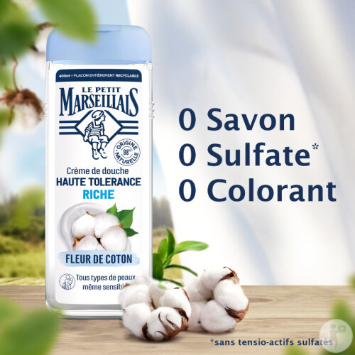 Le Petit Marseillais Crème De Douche Haute Tolérance Riche Fleur De Coton Toutes Peaux 400ml-3