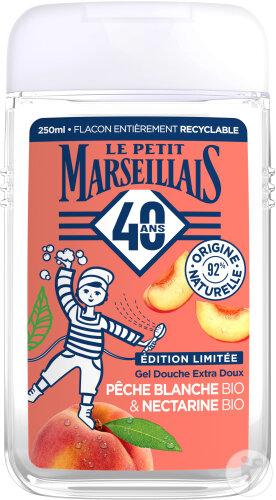Le Petit Marseillais Gel Douche Extra Doux Pêche Blanche Bio Et Nectarine Bio Flacon 250ml