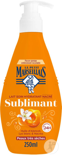 Le Petit Marseillais Lait Soin Hydratant Nacré Sublimant Peaux Très Sèches Flacon-Pompe 250ml