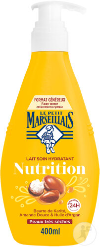 Le Petit Marseillais Lait Soin Hydratant Nutrition Peaux Très Sèches Flacon-Pompe 400ml