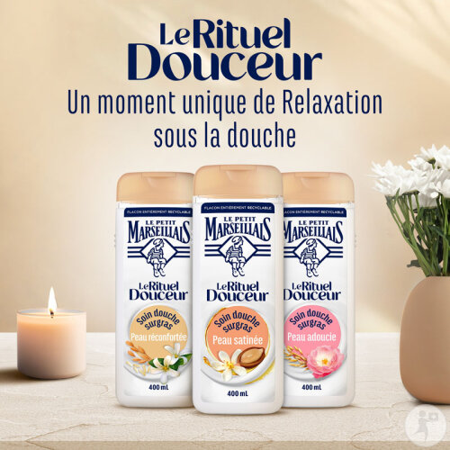 Le Petit Marseillais Le Rituel Douceur Soin Douche Surgras Lait D'Avoine & Rose Sauvage 400ml-5