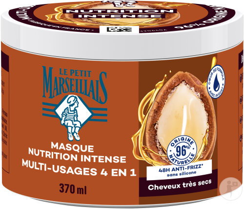 Le Petit Marseillais Masque 4en1 Nutrition Intense Huile D'Argan Bio Pot 370ml