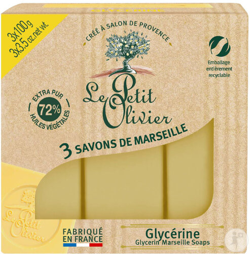 Le Petit Olivier Savons De Marseille Glycérine 3x100g