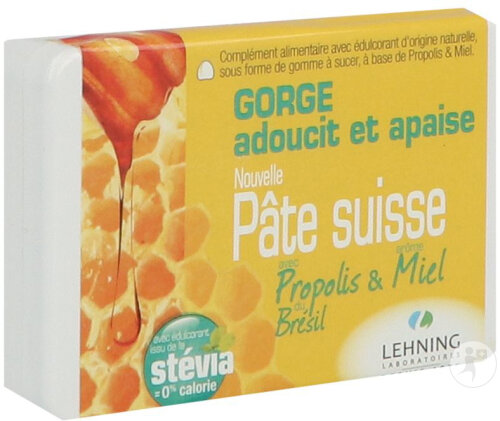 Lehning Pâte Suisse Gommes Pour Le Gorge Sans Sucre 40 Pièces