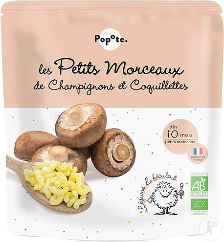 Popote Petits Morceaux Champignons Et Coquillettes Bio Dés 10 Mois 190g