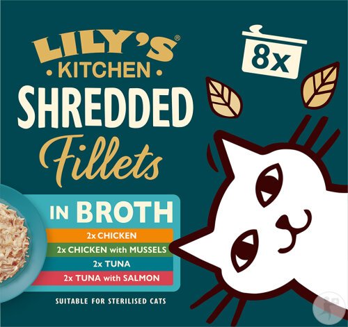 Lily's Kitchen Shredded Fillets Effilochés En Sauce Pâtée Pour Chat Sélection Mixte 8x70g