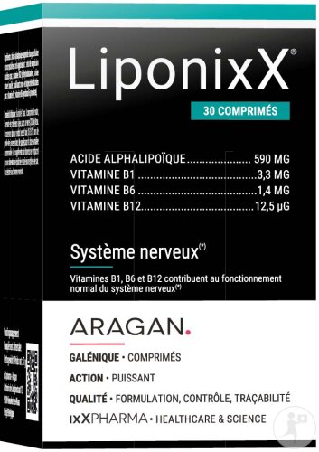 ixX Pharma LiponixX Système Nerveux Acide Alpha-Lipoïque & Vitamines B Actives 30 Comprimés-2