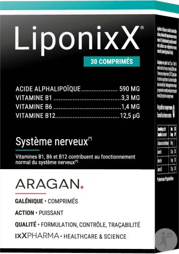 ixX Pharma LiponixX Système Nerveux Acide Alpha-Lipoïque & Vitamines B Actives 30 Comprimés-3