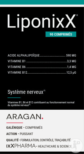 ixX Pharma LiponixX Système Nerveux Acide Alpha-Lipoïque & Vitamines B Actives 90 Comprimés