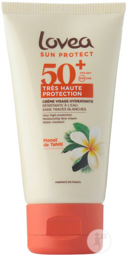 Lovea Crème Visage Hydratante IP50+ Très Haute Protection Monoï De Tahiti Tube 50ml