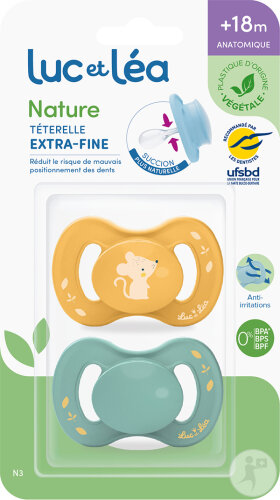Luc Et Léa Duo Sucettes Nature Anatomiques Souris +18 Moins N3 2 Pièces