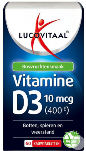 Lucovitaal Vitamine D3 10mcg 400UI Végan 60 Comprimés À Croquer