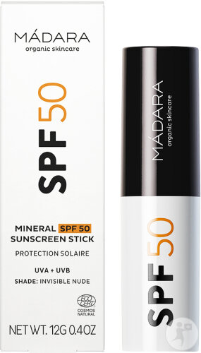 Mádara Stick Solaire Minéral IP50 Teinte Invisible Nude 12g