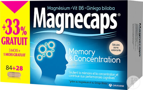 Magnecaps Memory & Concentration 84+28 Gélules PROMO + 33% gratuit
