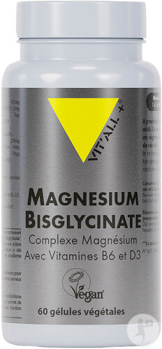Vit'all+ Magnésium Bisglycinate Complexe Magnésium Avec Vitamines B6 Et D3 60 Gélules Végétales
