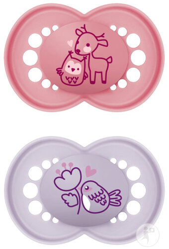 Mam Sucette Colors of Nature Original Pure Plain Silicon 6-16 Mois Fille Sans BPA/BPS 2 Pièces