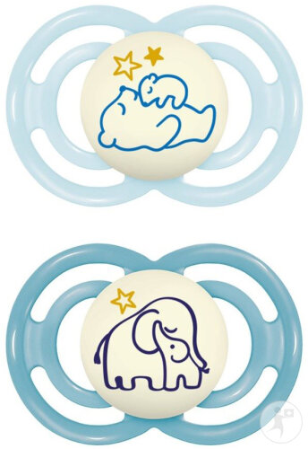 Mam Sucette Perfect Night Silicone Pure 6-16 Mois Bleu 2 Pièces