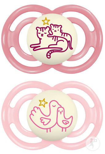 Mam Sucette Perfect Night Silicone Pure 6-16 Mois Rose 2 Pièces